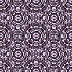Abstract seamless backdrop. Round colorful texture in violet and lilac colors. Mandala background