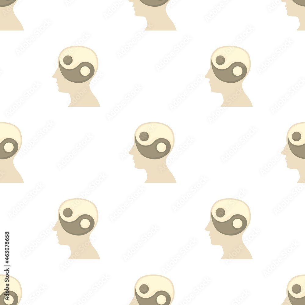 Poster head with yin yang symbol pattern seamless background texture repeat wallpaper geometric vector