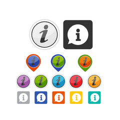 Information sign icon. Speech information bubble symbol. Circles and rounded squares 15 buttons. Vector