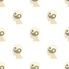 Head with yin yang symbol pattern seamless background texture repeat wallpaper geometric vector