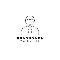 call center logo cartoon template icon black isolated vector illustration