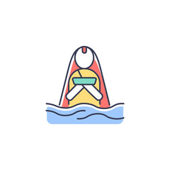 Chhath Puja ancient festival RGB color icon. Praying for wellbeing and wealth. Meditation in water. Chhath Parva festivity. Religious rituals. Isolated vector illustration. Simple filled line drawing