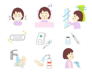 感染症予防のイラストセット