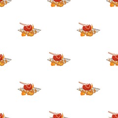 Cooking beef on barbecue pattern seamless background texture repeat wallpaper geometric vector