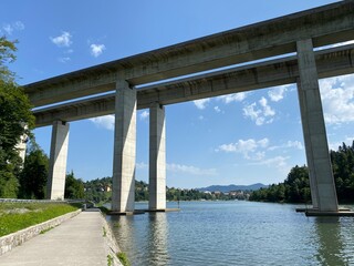 Viadukt over lake Bajer, Bajer Bridge or Viaduct Bajer in Fuzine - Gorski kotar, Croatia (Most Bajer, Viadukt Bajer, Bajerov most ili Vijadukt Bajer u Fužinama - Gorski kotar, Hrvatska)