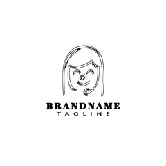 call center logo cartoon design cute icon black isolated vector illustration