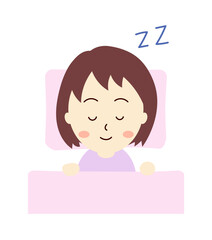 笑顔で眠る女の子のイラスト