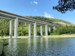 Viadukt over lake Bajer, Bajer Bridge or Viaduct Bajer in Fuzine - Gorski kotar, Croatia (Most...