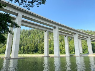 Viadukt over lake Bajer, Bajer Bridge or Viaduct Bajer in Fuzine - Gorski kotar, Croatia (Most...