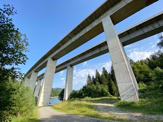 Viadukt over lake Bajer, Bajer Bridge or Viaduct Bajer in Fuzine - Gorski kotar, Croatia (Most Bajer, Viadukt Bajer, Bajerov most ili Vijadukt Bajer u Fužinama - Gorski kotar, Hrvatska)