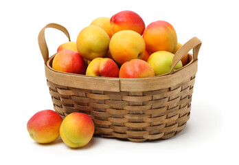 Fresh apricot fruits isolated on white background