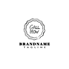 call us now logo cartoon cute template icon black isolated vector illustration