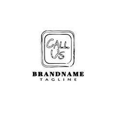 call us now logo cartoon design cute icon black isolated vector illustration