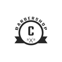 Letter C Vintage Barber Shop Badge and Logo Design Inspiration