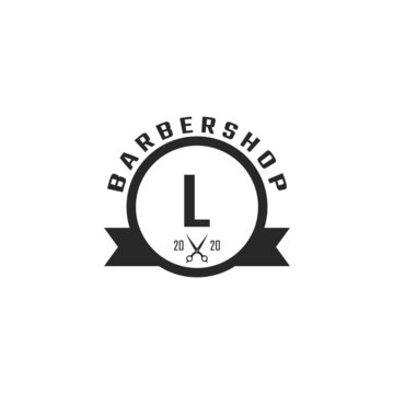 Letter L Vintage Barber Shop Badge and Logo Design Inspiration