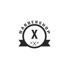 Letter X Vintage Barber Shop Badge and Logo Design Inspiration