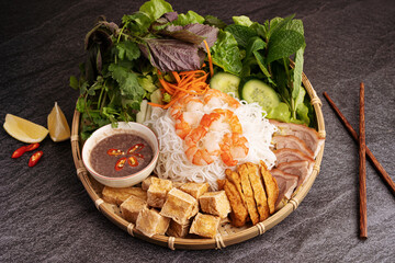 Bun Dau Mam Tom Vietnamese Traditional Dish - obrazy, fototapety, plakaty