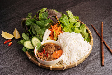 Bun Cha Ha Noi Vietnamese Traditional Dish - obrazy, fototapety, plakaty