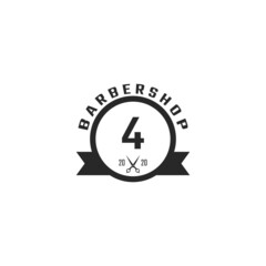 Number 4 Vintage Barber Shop Badge and Logo Design Inspiration