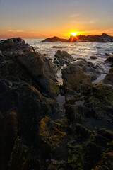 sunrise with beautiful sky and rocks