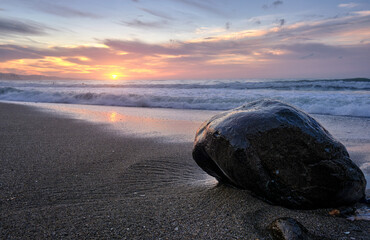 sunrise with beautiful sky and rocks