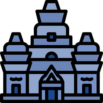 recommend clip art: angkor wat color outline icon