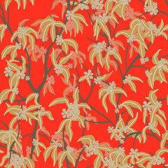  leaves dried branches vector seamless pattern. background for fabrics, prints, packaging and postcards