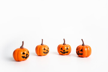 Orange pumpkins halloween decorate on white background. Use for halloween concept.