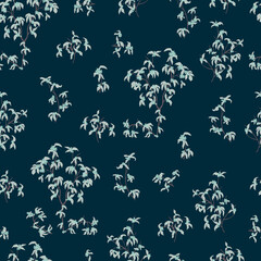  leaves dried branches vector seamless pattern. background for fabrics, prints, packaging and postcards branches with striped leaves vector seamless pattern. A hedge of twigs on a colored background