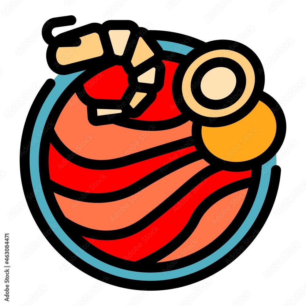 Poster wok menu shrimp icon. outline wok menu shrimp vector icon color flat isolated