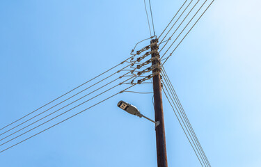 power line pole with led lighting light