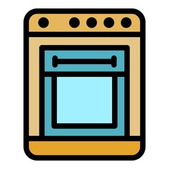 Gas stove icon. Outline Gas stove vector icon color flat isolated