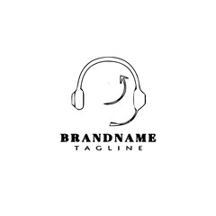 ear buds logo cartoon icon design template black isolated illustration