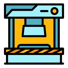 Press form machine icon. Outline press form machine vector icon thin line color flat on white