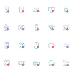 Thin Line Device Icons grey with red dot