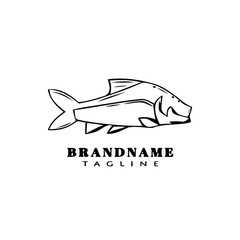 animal fish cartoon logo template icon design black isolated vector