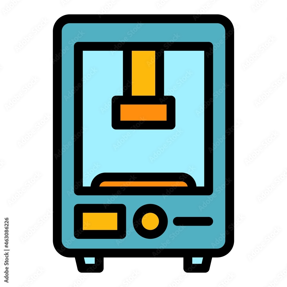Poster automation press machine icon. outline automation press machine vector icon color flat isolated