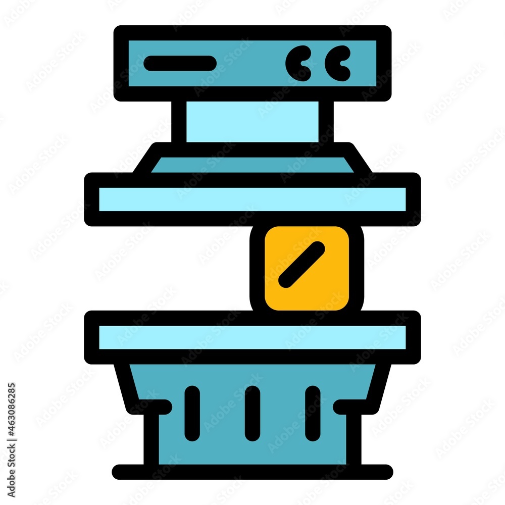Poster work press machine icon. outline work press machine vector icon color flat isolated
