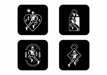 Line art illustration of trail run