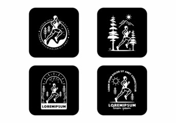 Line art illustration of trail run