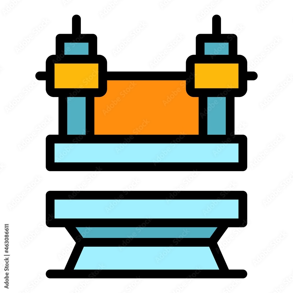 Poster machine press power icon. outline machine press power vector icon color flat isolated