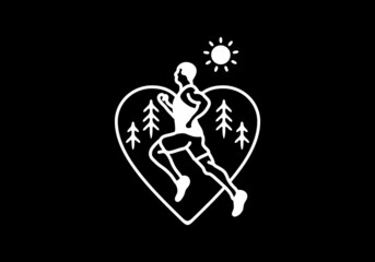 Line art illustration of trail run