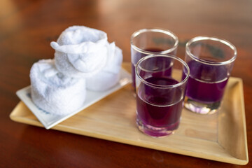 Welcome drink at hotel or resort