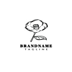 flower logo cartoon icon design concept black isolated vector illustration