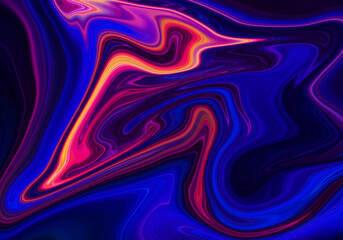 Hand Painted Background With Mixed Liquid Blue And Orange Paints. Abstract Fluid Acrylic Painting. Marbled Colurful Abstract Background. Liquid Marble Pattern.
