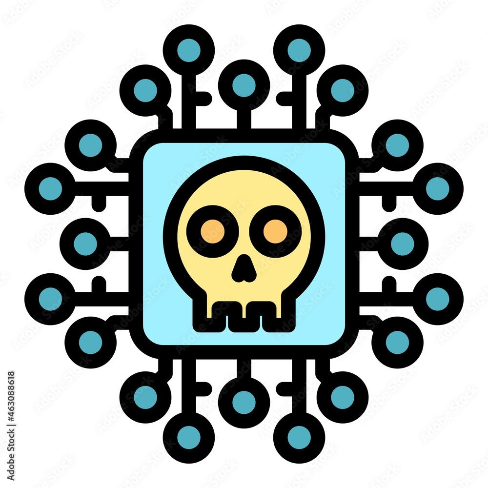 Poster cyber malware icon. outline cyber malware vector icon color flat isolated