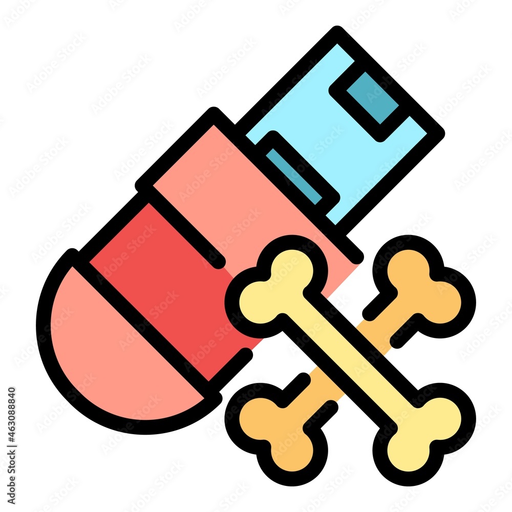 Poster stick malware icon. outline stick malware vector icon color flat isolated