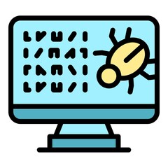 Monitor malware icon. Outline monitor malware vector icon color flat isolated