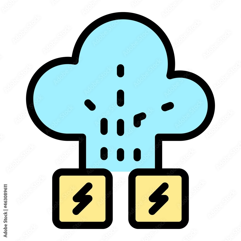 Poster cloud memory attack icon. outline cloud memory attack vector icon color flat isolated