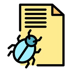 Trojan bug icon. Outline trojan bug vector icon color flat isolated